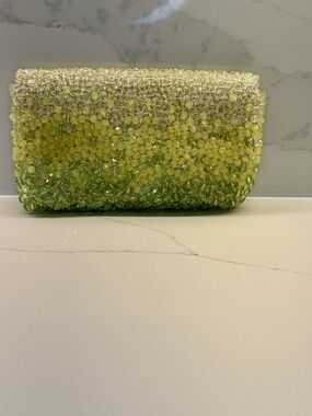 Banana Republic Lime Green Beaded Evening Clutch